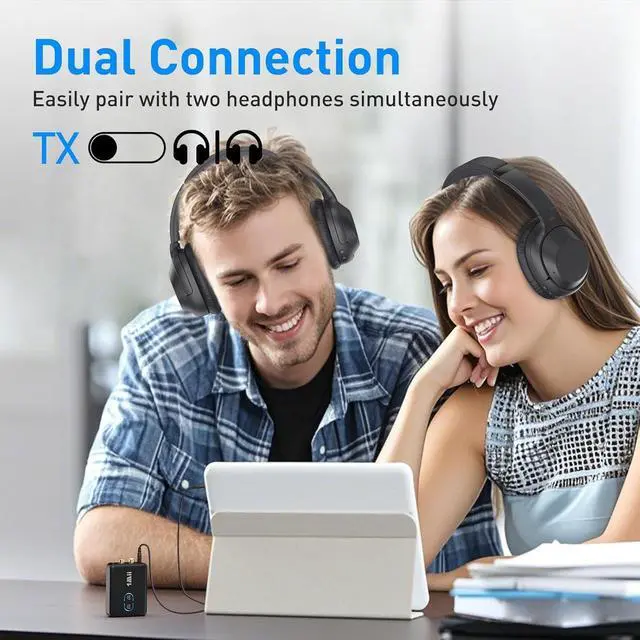 Alt view image 10 of 14 - RCA Bluetooth 5.3 Adapter for TV, 3.5mm AUX Bluetooth Transmitter Receiver for 2 AirPods or Headphones, Home Stereo, Speakers, Projector, Treadmills, PC, with Volume Control, aptX Low Latency