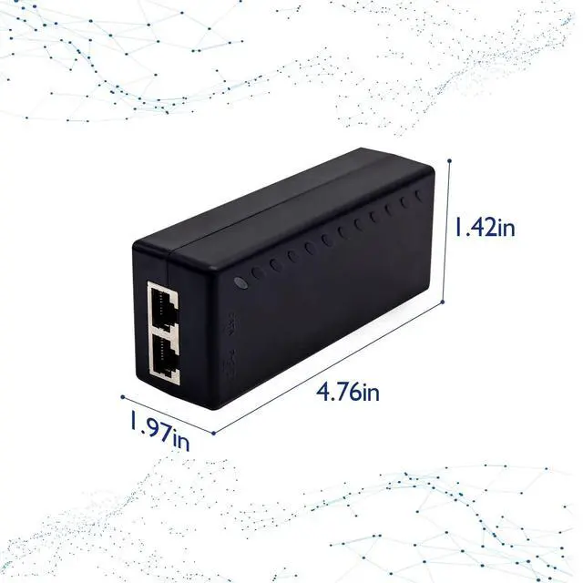 Alt view image 14 of 14 - Gigabit PoE+ Injector Adapter - 30W 48V Power Over Ethernet Plus - 10/100/1000Mbps, IEEE 802.3af/at Compliant - Up to 100 M (328 ft) Range, by ThePoEstore