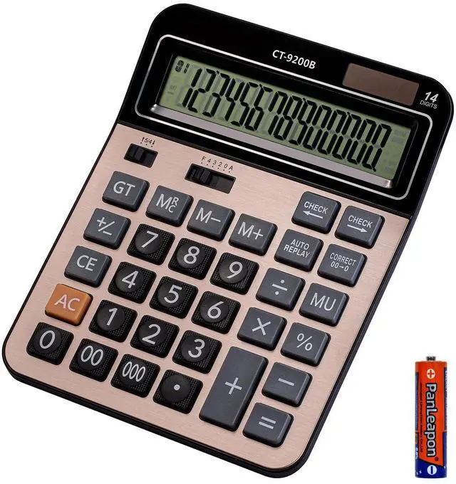 Main image of Large Computer Electronic Calculator Counter Solar & Battery Power 14 Digit Display Multi-Functional Big Button for Business Office School Calculating (HY-9200B)