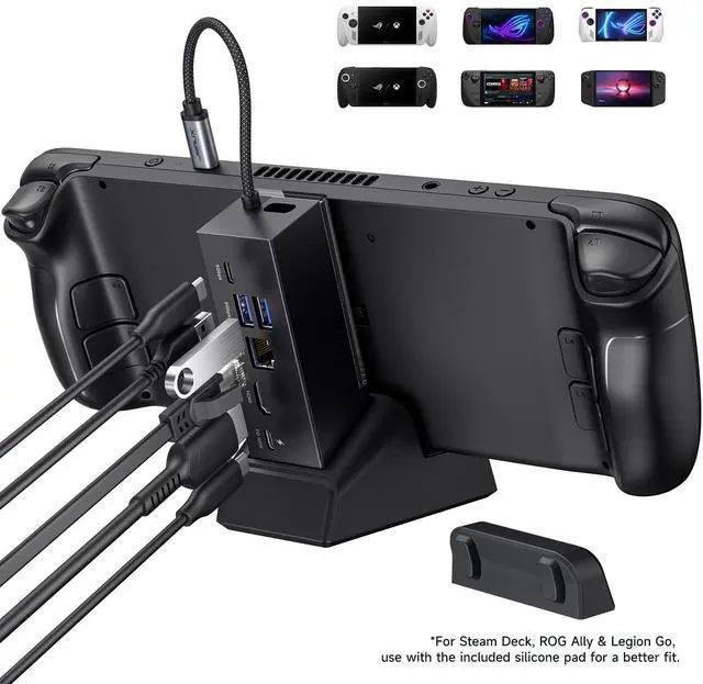 Alt view image 9 of 14 - Docking Station & 100W Charger for ROG Xbox Ally X (2025)/ROG Ally X/Steam Deck/Legion Go, 6-in-1 Dock with HDMI 4K@120Hz, Gigabit Ethernet, Dual USB A & USB C 3.2 Gen 1, 100W Charging - HB0609