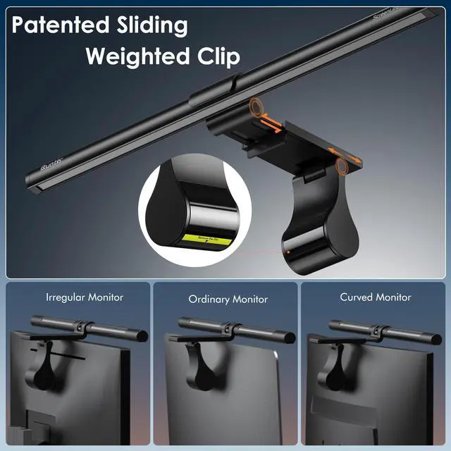 Alt view image 14 of 14 - Computer Monitor Light Bar with Remote, Eye-Care Monitor Light Backlight Desk Lamp for Home Office Gaming, Stepless Dimming Brightness and Color Temperature, No Screen Glare, Gray