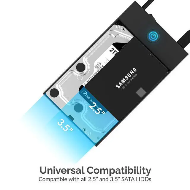 Alt view image 12 of 14 - USB 3.0 Enclosure for 2.5 & 3.5 SATA HDD/SSD Tool-Free, UASP, LED Indicator, Plug & Play, Power Adapter & Cable Included External Hard Drive Case for Windows/macOS/Linux (EC-KSL3)