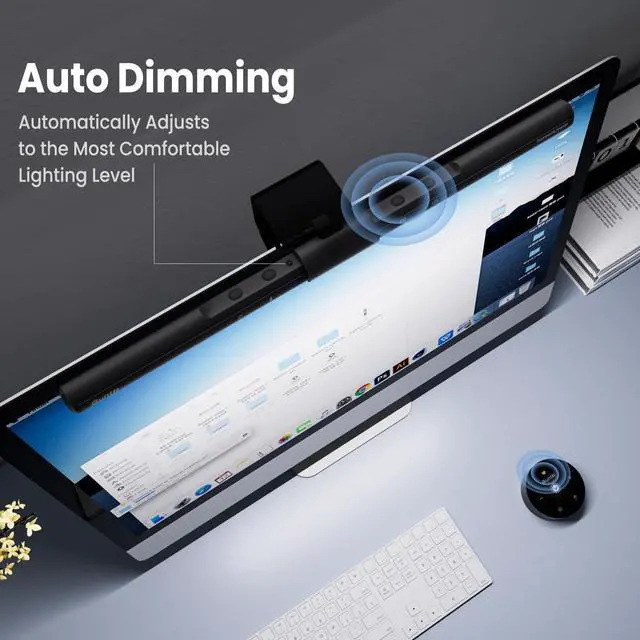 Alt view image 13 of 14 - Computer Monitor Lamp, Screen Monitor Light Bar for Eye Caring, USB Reading LED Task Lamp with Auto-Dimming, Dimmable Light Bar, Touch Control, No Glare Space Saving Home Office Desk Lamps