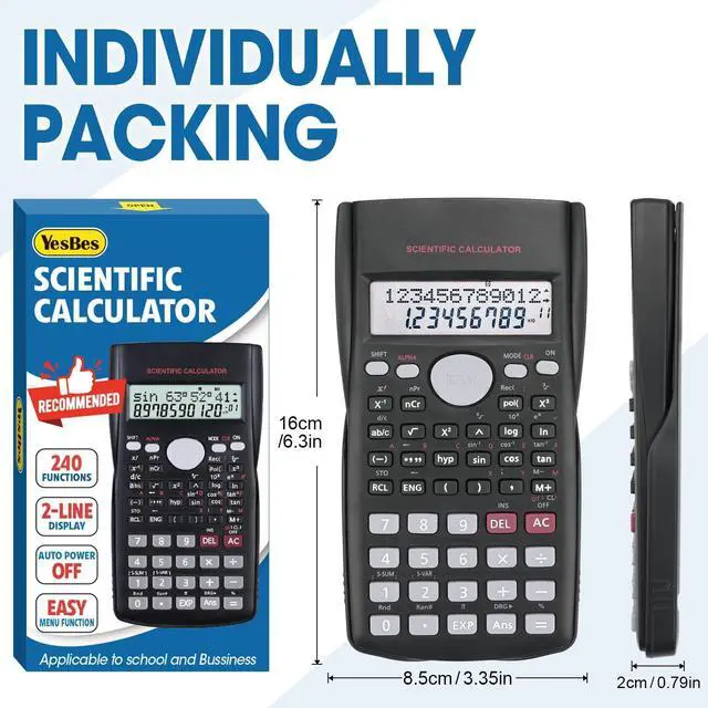 Alt view image 11 of 12 - 24 Pack Scientific Calculators Bulk, 2-Line Large Screen Display 240 Functions Scientific Calculators for Students, Math Algebra Fraction Calculator for High School College School