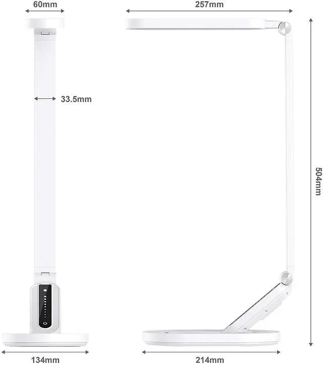 Alt view image 12 of 14 - Desk Lamp, for Eye Care, Dimmable Table Lamp with 5 Colour Modes, 72 LEDs with USB Charging Port, Touch Control and Memory Function, Office Lamp