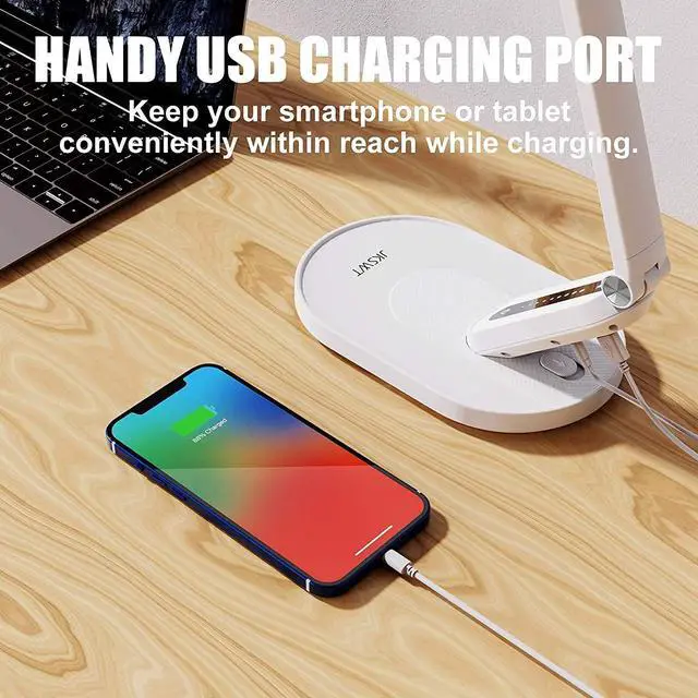 Alt view image 13 of 14 - Desk Lamp, for Eye Care, Dimmable Table Lamp with 5 Colour Modes, 72 LEDs with USB Charging Port, Touch Control and Memory Function, Office Lamp