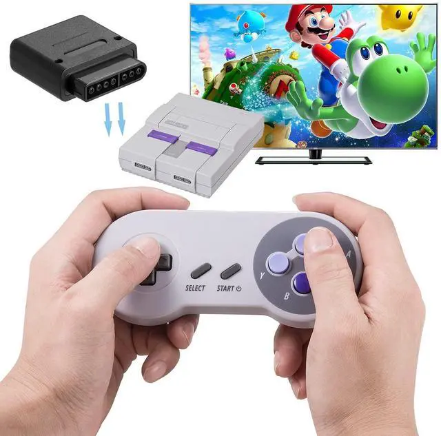 Alt view image 9 of 14 - 2 Pack 2.4GHz Wireless Controller for SNES Original Console, Rechargeable Wireless Remote Gamepad Controller for SNES Super Entertainment System Console