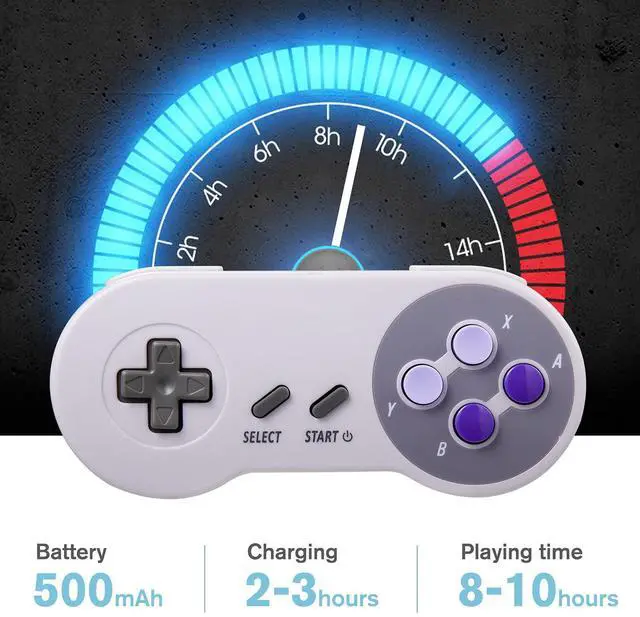 Alt view image 12 of 14 - 2 Pack 2.4GHz Wireless Controller for SNES Original Console, Rechargeable Wireless Remote Gamepad Controller for SNES Super Entertainment System Console