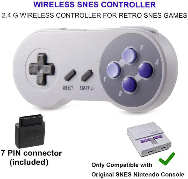 Alt view image 13 of 14 - 2 Pack 2.4GHz Wireless Controller for SNES Original Console, Rechargeable Wireless Remote Gamepad Controller for SNES Super Entertainment System Console