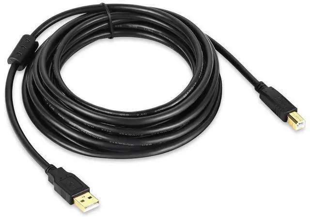 Alt view image 14 of 14 - USB 2.0 Printer Cable 15 FT 2.0USB Type A Male to B Male Scanner USB a b for HP, Canon, Lexmark, Epson, Dell,and More USB a to b Printer Cord (Black 15ft)