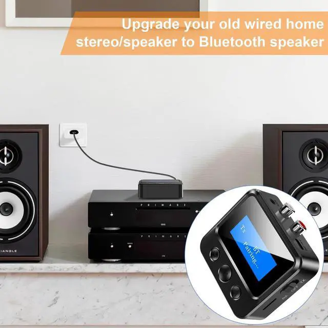 Alt view image 12 of 14 - Bluetooth Transmitter Receiver for TV, Audio Adapter for Home Stereo with RCA 3.5mm AUX & Display, Bluetooth Transmitter for Headphones/Speakers/Airplane/Home Theater/PC/Car, TF Card Output