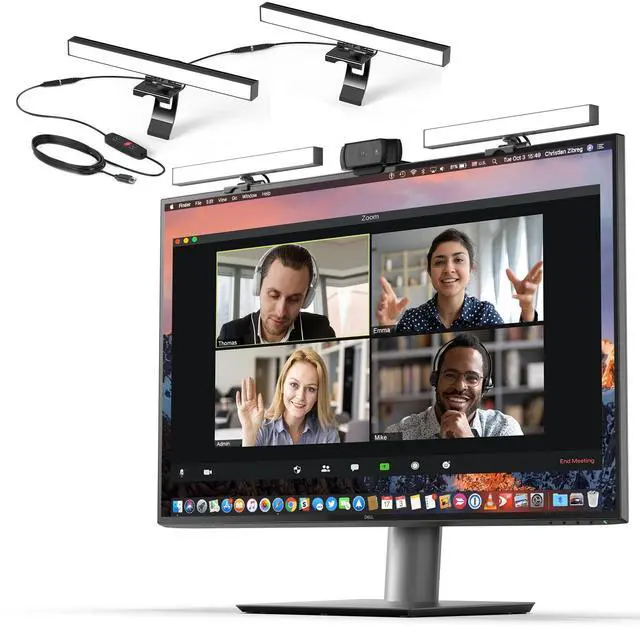 Alt view image 8 of 14 - Video Conference Lighting - Webcam Light for Streaming, LED Monitor and Laptop Light for Video Conferencing, Zoom Lighting for Computer, Replace Ring Light for Zoom Meeting, Double Kit