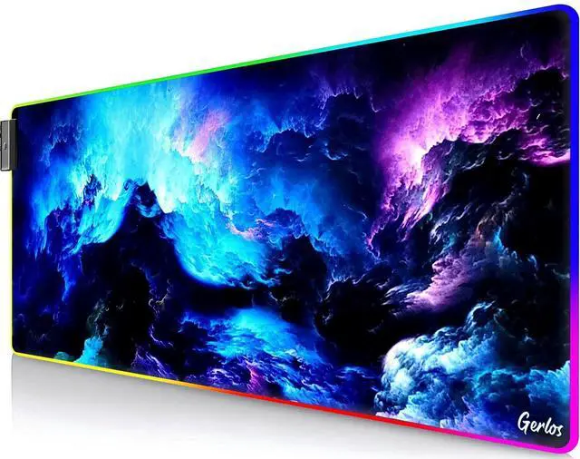 Alt view image 8 of 14 - RGB Gaming Mouse Pad, Large Extended LED Desk Mat with 12 Light Modes, Non-Slip Rubber Base, Water-Resistant, 31.5×11.8 Inch
