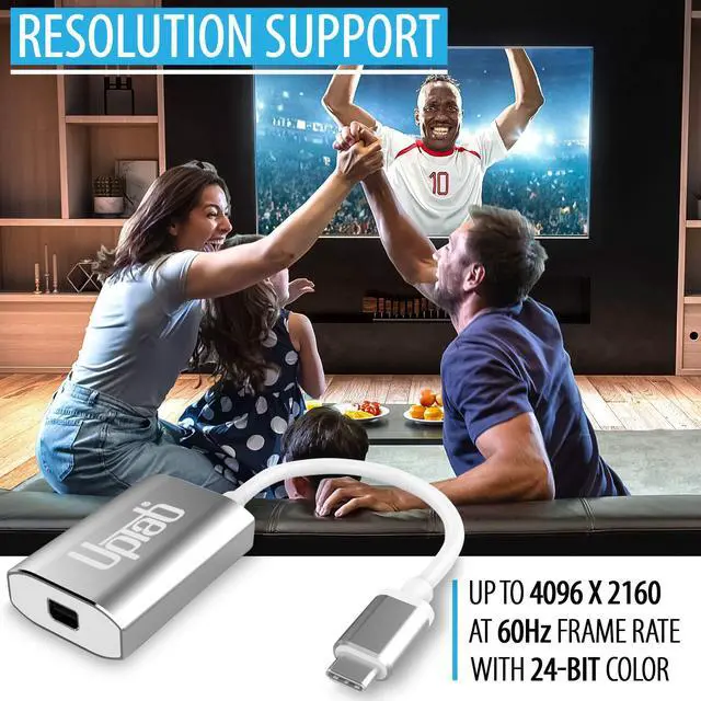 Alt view image 13 of 14 - USB C to Mini DisplayPort Adapter UPTab 4K@60Hz USB-C Thunderbolt 3 to MDP Adapter with Power Port for New M4 MacBook Pro/Air, iPad Pro, Mac mini M4, iMac, and More (Silver)