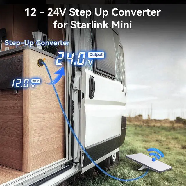 Alt view image 9 of 14 - Starlink Mini 12V Adapter, RV Pass Through Power Socket with DC 12V to 24V Step Up Converter Adapter Waterproof & Aluminum, 24V Power Supply Starlink Mini Accessories for RV/Truck/Boat/Off-Grid Use