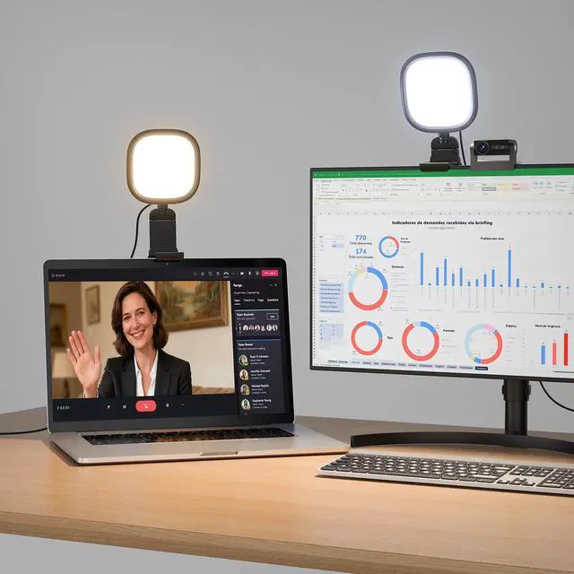 Alt view image 8 of 13 - Upgraded Ring Light for Laptop, Monitor & Desk Eye-Caring Diffused LED Computer Light with Screen-Safe Clip, Adjustable Monitor Mount, CRI 97.8+, 50 Lighting Modes for Zoom, Video Calls & Streaming