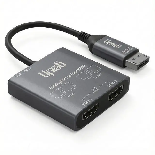 Alt view image 9 of 14 - DisplayPort to Dual HDMI Adapter 4K 60Hz Multi Monitor Splitter, Converter Dual Monitors Extended Display SST MST Hub, Display Port Extend 1 in 2 HDMI Out, DP to 2X HDMI 2.0