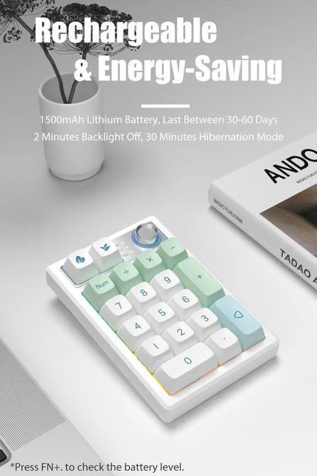 Alt view image 14 of 14 - Gasket Creamy Mechanical Numpad Programmable Macro Keypad Wireless 2.4G/Bluetooth 5.0/Wired USB-C RGB Backlit Hot Swappable Number Pad Rechargeable Numeric Keyboard Metal Knob for Win/Mac