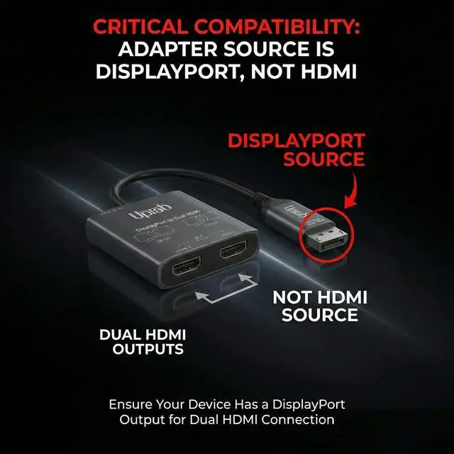 Alt view image 14 of 14 - DisplayPort to Dual HDMI Adapter 4K 60Hz Multi Monitor Splitter, Converter Dual Monitors Extended Display SST MST Hub, Display Port Extend 1 in 2 HDMI Out, DP to 2X HDMI 2.0