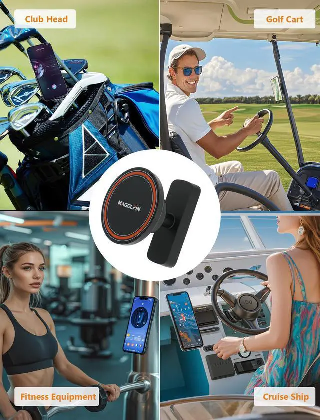 Alt view image 13 of 14 - 2-Pack Magnetic Golf Cart Phone Holder, Golf Cart Phone Mount with N52 Magnets Compatible with EZGO, Club Car, Yamaha, Golf Cart Accessories