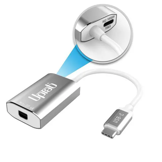 Alt view image 8 of 14 - USB C to Mini DisplayPort Adapter UPTab 4K@60Hz USB-C Thunderbolt 3 to MDP Adapter with Power Port for New M4 MacBook Pro/Air, iPad Pro, Mac mini M4, iMac, and More (Silver)