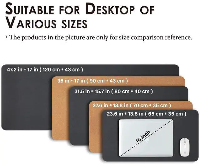 Alt view image 12 of 14 - Large Cork Desk Mat - 47.2"x 17" Desk Pad for Office and Home - Ideal for Large Mouse Pad and Desk Mats on Top of Desks(Black)