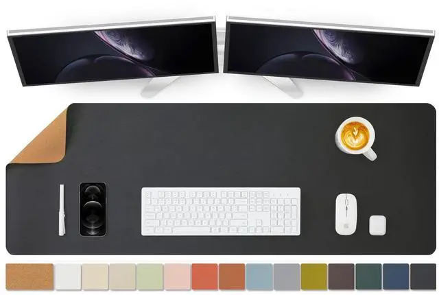 Alt view image 8 of 14 - Large Cork Desk Mat - 47.2"x 17" Desk Pad for Office and Home - Ideal for Large Mouse Pad and Desk Mats on Top of Desks(Black)