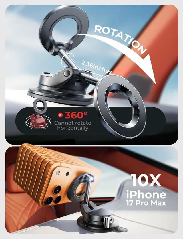 Alt view image 12 of 13 - for Magsafe Car Mount, Magnetic Phone Holders for Your Car, Vacuum Phone Mount for Car Accessories for Women Men Jeep BMW, SuctionPro Gifts Kits, for iPhone 17 Pro Max 16 15 14 13 12