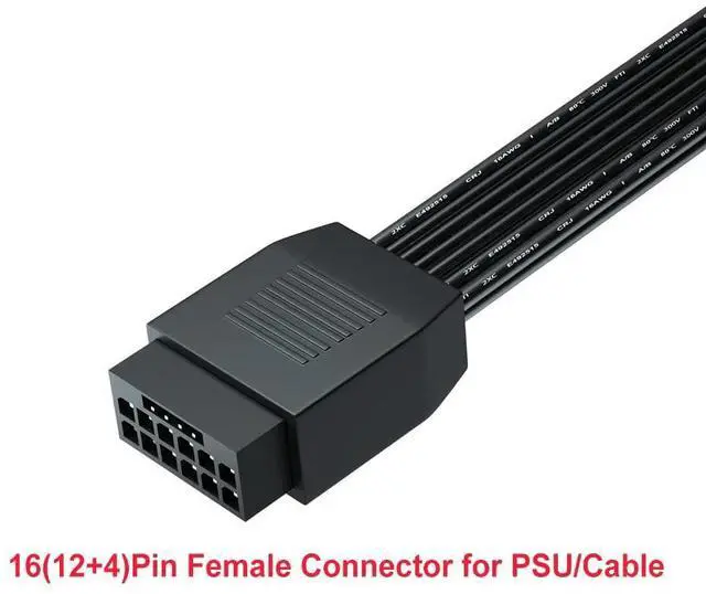 Alt view image 9 of 10 - PCI-e 5.0 12VHPWR 16Pin Right Angle Adapter Female to Male Extension Cable, 16AWG 600W 12VHPWR 90 Degree Adapter for Graphic Card GPU 12+4pin RTX 3090Ti 4070Ti 4080 4090 (Type A)