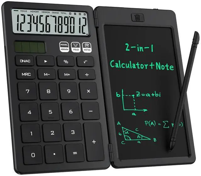 Alt view image 7 of 12 - Desk Calculator with Erasable LCD Notepad Calculators Desktop Basic Calculators for Middle School Cute Pocket Simple Calculator Office Desk Accessories Supplies Home Office Essential Big Button