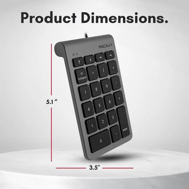 Alt view image 8 of 8 - USB C Wired Number Pad for Mac - 10 Key USB Keypad, Type C Numeric pad, Number Keypad for Keyboard and Number Pad for Laptop, MacBook Pro/Air, iMac, and PC - 5ft Cable Numpad - Space Grey Keypads