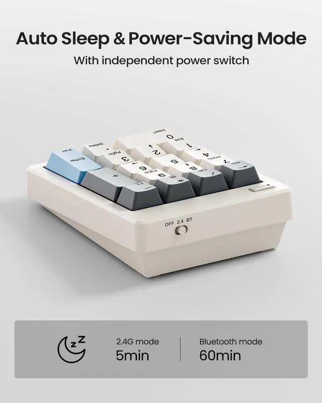 Alt view image 14 of 14 - FD17 Wireless Mechanical Number Pad, Bluetooth 5.0& 2.4G Dual Mode Numeric Keypad, 17 Keys Hot Swappable Numpad with PBT Keycaps for Laptop/PC/TKL Keyboards(Beige, Linear Switch)