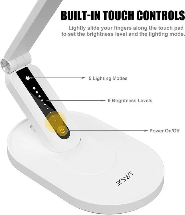 Alt view image 10 of 14 - Desk Lamp, for Eye Care, Dimmable Table Lamp with 5 Colour Modes, 72 LEDs with USB Charging Port, Touch Control and Memory Function, Office Lamp