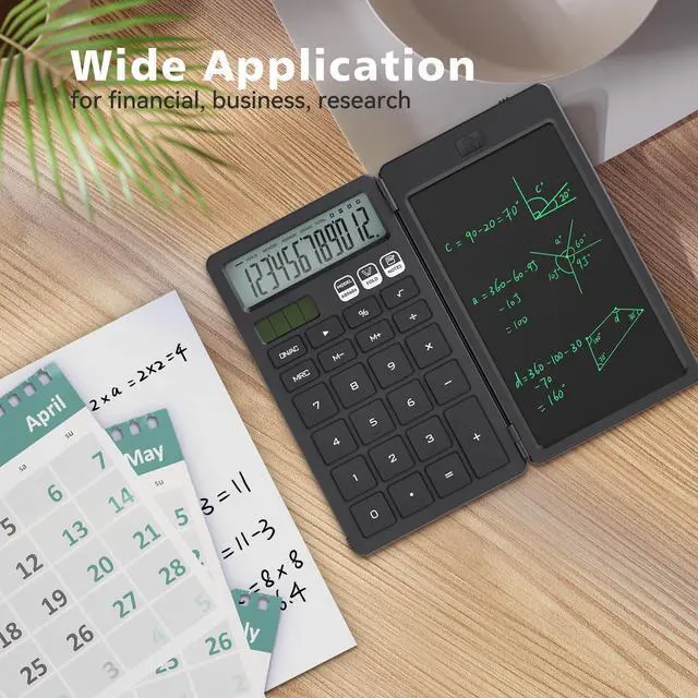 Alt view image 11 of 12 - Desk Calculator with Erasable LCD Notepad Calculators Desktop Basic Calculators for Middle School Cute Pocket Simple Calculator Office Desk Accessories Supplies Home Office Essential Big Button