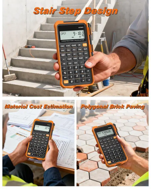 Alt view image 12 of 14 - Construction Calculator with Writing Tablet Industrial & Scientific Engineering Calculator for Contractor, Concrete Pocket Feet-inch-Fraction Calculators for Carpenter, Framer, Remodeler