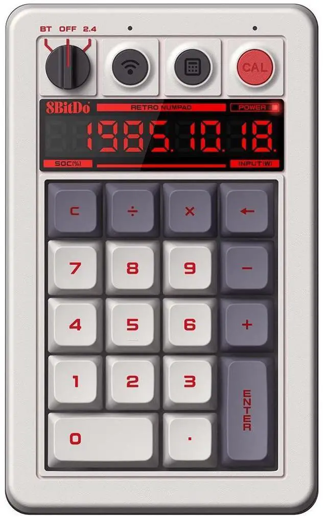 Alt view image 8 of 14 - 18 Keys Retro Mechanical Numpad, Supports PC Numpad & Standard Calculator Mode, Hot-swappable, PC Calculator Shortcut Button, Bluetooth/2.4G/Wired Numpad for Windows and Android - N Edition