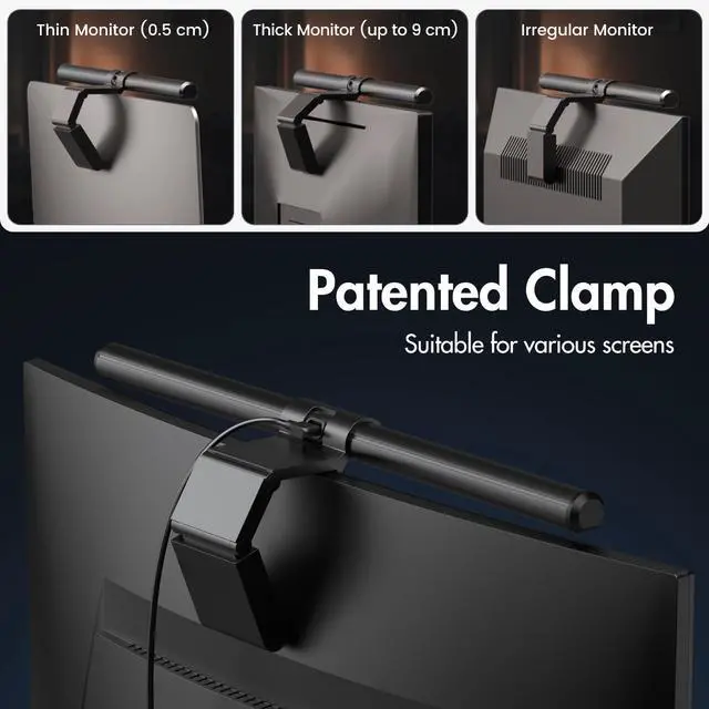 Alt view image 10 of 14 - Monitor Light Bar with Remote, Fit for Curved Monitors/Camera Base, Eye-Care Computer Monitor Lamp Dimmable with Auto-Dimming, No Glare Work Office Gaming Desk Lamp, Gray, Mother's Day