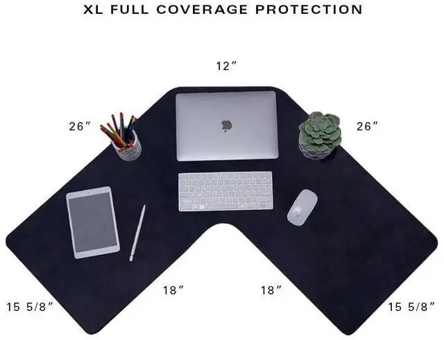 Alt view image 9 of 14 - Brand XL Gaming Mouse Pad | Corner Desk Stitched Edges Extended Mousepad | Non-Slip Water Resistant Keyboard Mat | Deskpad for Gamer, Home & Office 36.22" x 15.74in | L Shape (Black)