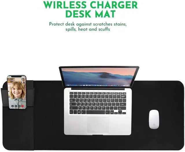 Alt view image 12 of 14 - Wireless Charging Mouse Pad with Phone Holder Gaming Mousepad Desk Mat 15W Qi Fast Charging Pad Ultra-Smooth Surface Non-Slip Extended Premium Black Computer Keyboard Mat for MacBook PC Laptop