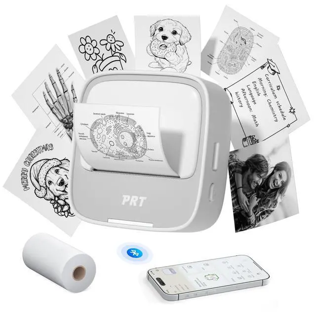 Alt view image 8 of 14 - Sticker Printer, Mini Thermal Printer Bluetooth Portable Sticker Maker with 1 Roll Paper, Print Pod, for Study Notes, Pictures, Labels, DIY, Multiple Templates for Phones & Tablets