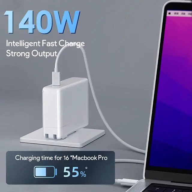 Alt view image 10 of 14 - 140W Mac Book Pro Charger, Fast Charger Power Adapter for Mac Book Air/Pro with 6FT USB C to C Cable Cord Compatible with MacBook Pro/Air 16/15/14/13 Inch/M1/M2/M3/iPad Pro 2023/2022 and USB C Device