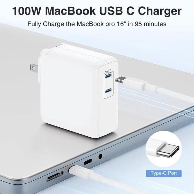 Alt view image 9 of 14 - Mac Book Pro Charger and 10ft Type C to C Cable Cord Long,100W USB C Fast Charging Power Adapter for MacBook Pro/Air 16 15 14 13 inch/2025 2024 2023 2022 2021/M5 M4 M3 M2M1/Laptop,iPad,iPhone 17 16 15
