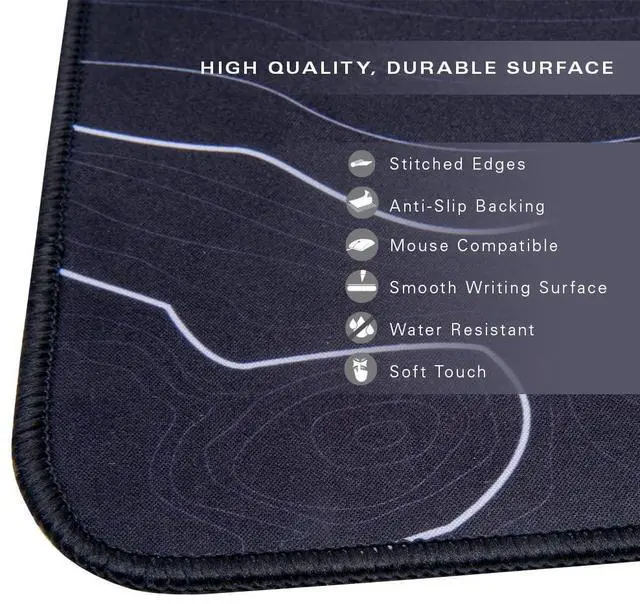 Alt view image 9 of 14 - Brand XL Extended Mouse Pad - L-Shaped Desk Mat with Stitched Edges - Non-Slip, Water-Resistant Keyboard Mat - Extra Large Desk Pad for Gamers, Home & Office Use - 36.22" x 15.74" (Topo)