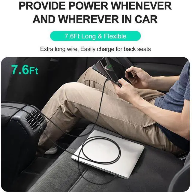 Alt view image 9 of 14 - 100W Laptop Car Charger USB C Car Charger for Dell Latitude/Precision/XPS, Compatible MacBook Pro/Air,HP Spectre/Elitebook,Samsung Galaxy,Asus,acer,Lenovo ThinkPad/Yoga/Idea Car Laptop Charger