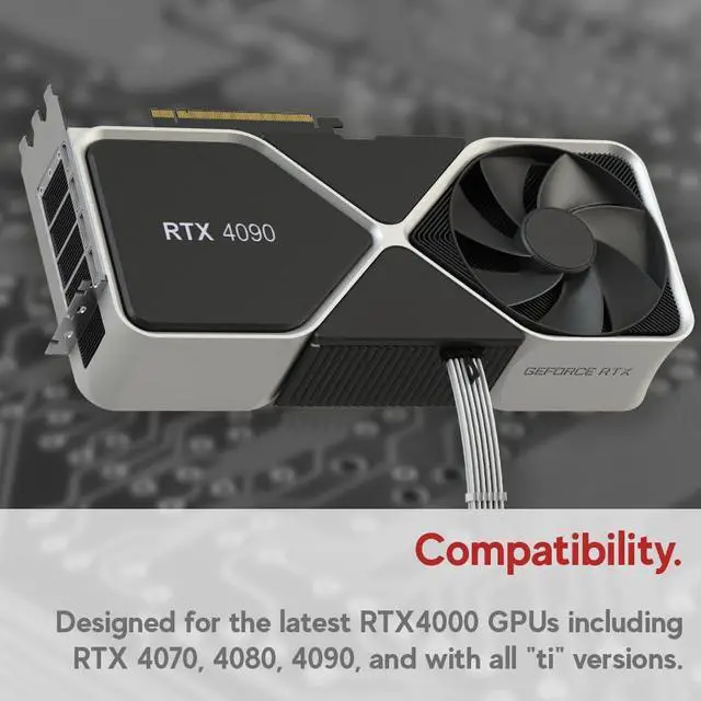 Alt view image 12 of 13 - AVA 12VHPWR PCIE 5.0 Power Extension Cables600W 16AWGUL-Rated, Sleeved Jacket, Molded Plugs4 Pcs Kit for RTX5000 RTX4000 GPUsBoost Gaming Performance30cm White