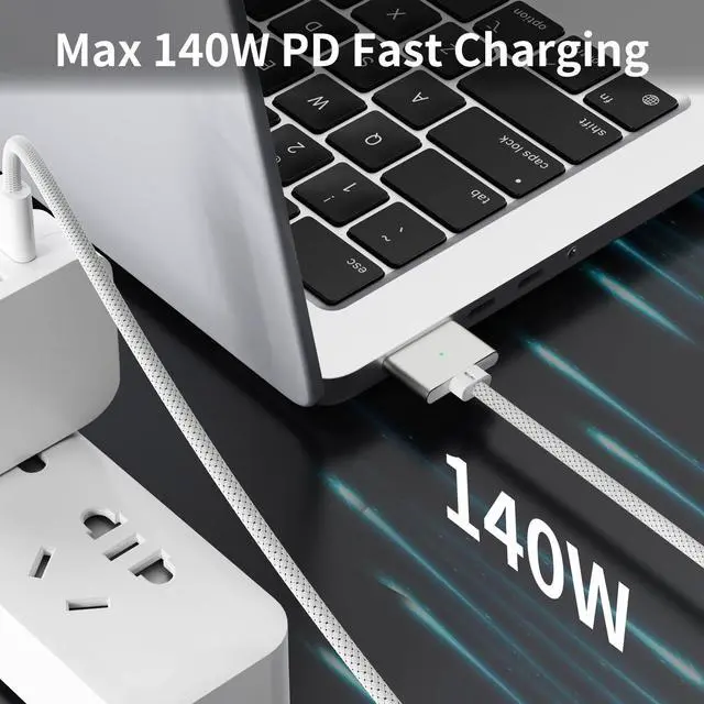 Alt view image 9 of 14 - 140W USB-C to Magnetic 3 Cable, 6.6FT Compatible with Magsafe 3 Cable for MacBook Air 2024 M3 13/15inch, 2023/2022 M2, Pro 2024/2023 M4/M2 Pro & Max 14" 16", 2021 M1 & Max 14" 16"