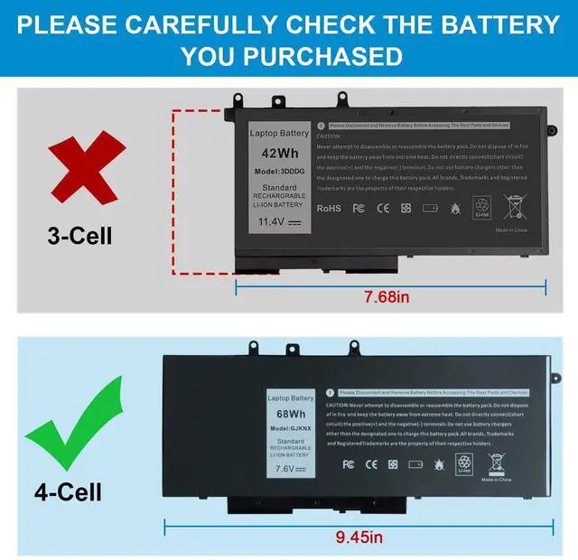 Alt view image 9 of 14 - 68WH 7.6V Battery Replacement For Dell Latitude 5480 5580 5490 5491 5580 5590 5591 5280 5288 5488 5491 5495 E5480 E5580 E5490 E5590 Precision 3520 3530 Series GD1JP 0GD1JP DY9NT 5YHR4 451-BBZG