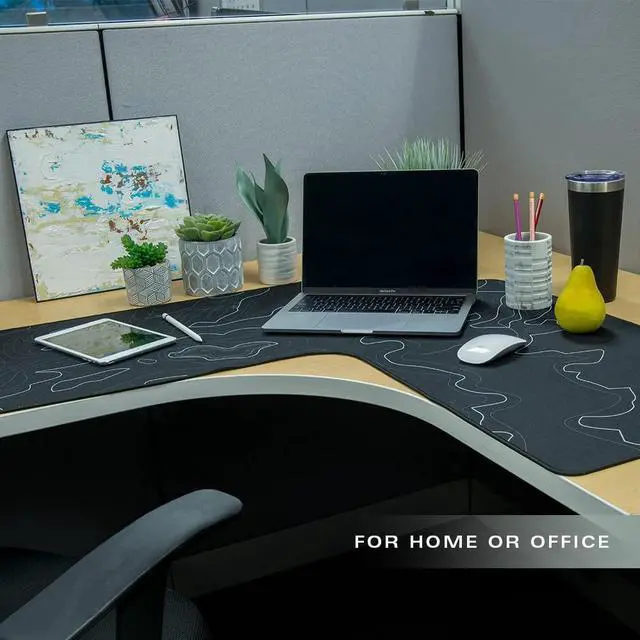 Alt view image 12 of 14 - Brand XL Extended Mouse Pad - L-Shaped Desk Mat with Stitched Edges - Non-Slip, Water-Resistant Keyboard Mat - Extra Large Desk Pad for Gamers, Home & Office Use - 36.22" x 15.74" (Topo)