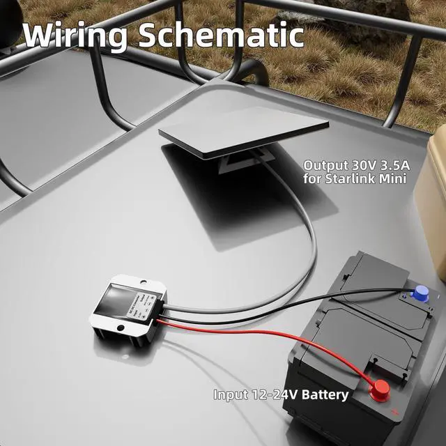 Alt view image 9 of 14 - Starlink Mini 12V Adapter, Starlink Mini Power Supply 12/24V Step Up to 30V 3.5A Power Converter 9-28V Input Conversion Kit for Truck RV Marine