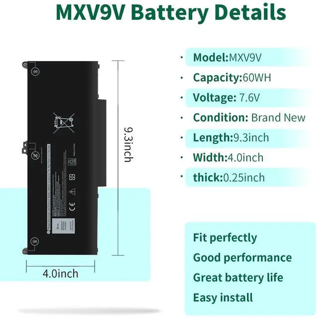 Alt view image 9 of 14 - MXV9V Battery for Dell Latitude 5300 5310 7300 7400 E5300 E5310 E7300 E7400 Series, Latitude 5300 5310 2-in-1,for dell inspiron 7300/7306 2-in-1 Black Series P96G P97G P99G P100G 5VC2M 829MX 7.6V 60Wh